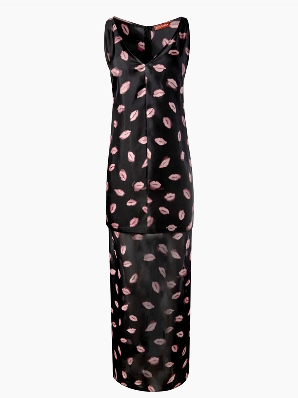 NWT Altuzarra Katrin Silk Lip Print Maxi Dress Slip, Designer, Luxury, Valentine